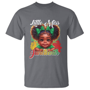 Little Miss Juneteenth T Shirt Cute Melanin Black Girls Kids TS09 Charcoal Print Your Wear