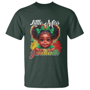 Little Miss Juneteenth T Shirt Cute Melanin Black Girls Kids TS09 Dark Forest Green Print Your Wear