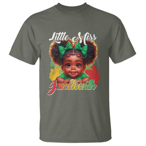 Little Miss Juneteenth T Shirt Cute Melanin Black Girls Kids TS09 Military Green Print Your Wear