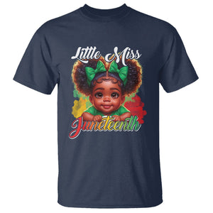 Little Miss Juneteenth T Shirt Cute Melanin Black Girls Kids TS09 Navy Print Your Wear