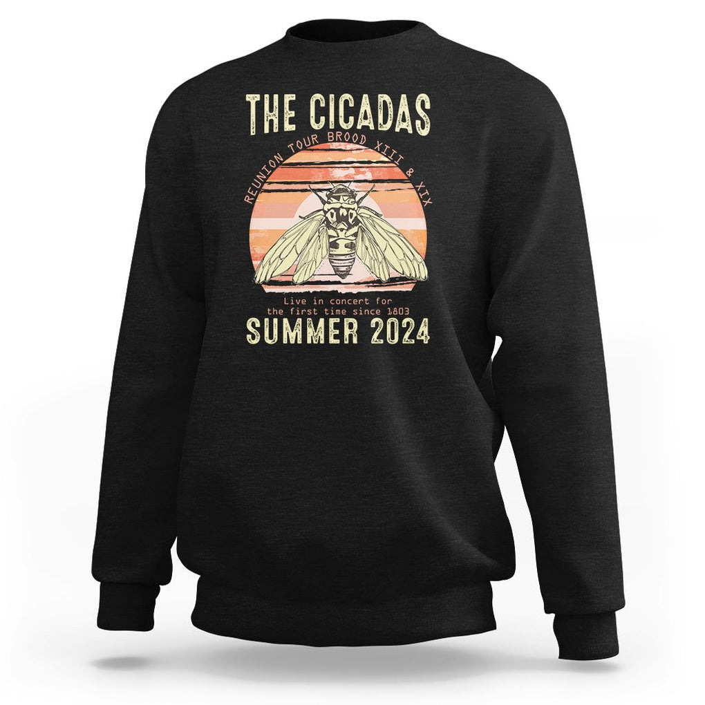 The Cicada Reunion U.S Tour 2024 Sweatshirt Broods XIII & XIX Summer Cicadas Concert Fest TS09 Black Print Your Wear