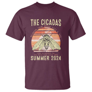 The Cicada Reunion U.S Tour 2024 T Shirt Broods XIII & XIX Summer Cicadas Concert Fest TS09 Maroon Print Your Wear