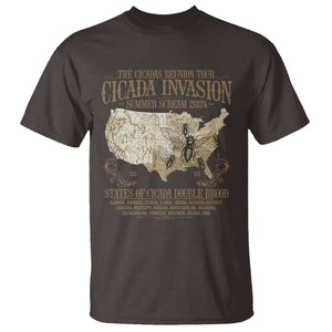 The Cicada Reunion U.S Tour 2024 T Shirt States Of Cicada Double Brood XIII & XIX American Map TS09 Dark Chocolate Print Your Wear