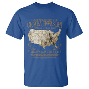 The Cicada Reunion U.S Tour 2024 T Shirt States Of Cicada Double Brood XIII & XIX American Map TS09 Royal Blue Print Your Wear