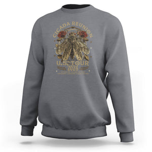 The Cicada Reunion U.S Tour 2024 Sweatshirt Broods XIII & XIX Vintage Cicadas Concert Fest TS09 Charcoal Print Your Wear