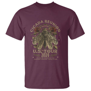 The Cicada Reunion U.S Tour 2024 T Shirt Broods XIII & XIX Vintage Cicadas Concert Fest TS09 Maroon Print Your Wear