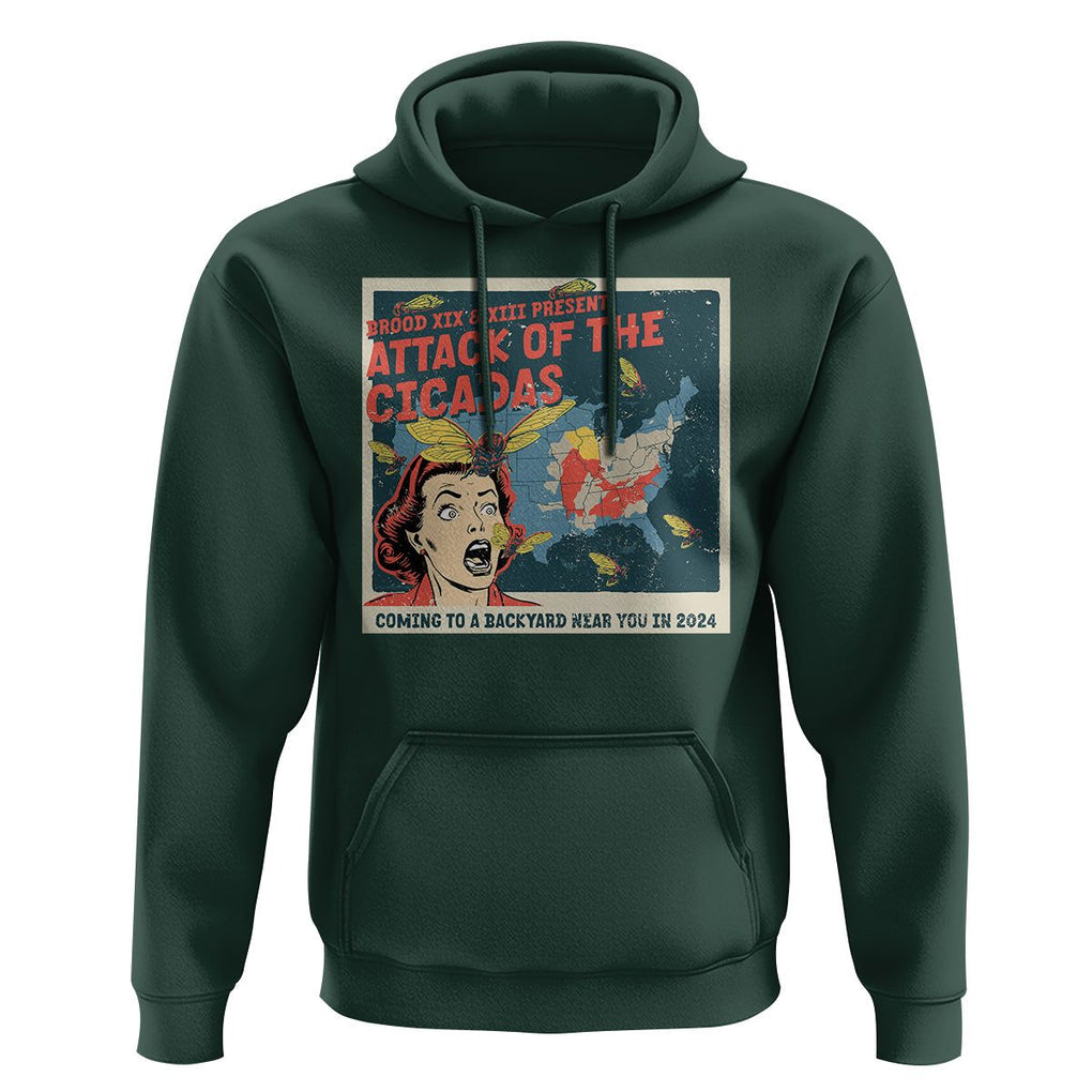 Funny Attack Of The Cicadas U.S Tour 2024 Hoodie TS09 Dark Forest Green Print Your Wear