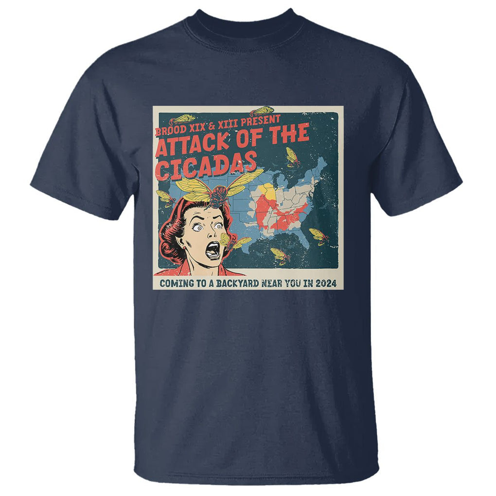 Funny Attack Of The Cicadas U.S Tour 2024 T Shirt TS09 Navy Print Your Wear