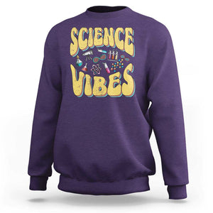 Science Vibes Back To School Retro Groovy Teacher Sweatshirt TS09 Purple Print Your Wear