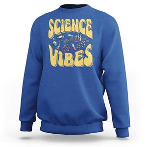 Science Vibes Back To School Retro Groovy Teacher Sweatshirt TS09 Royal Blue Print Your Wear