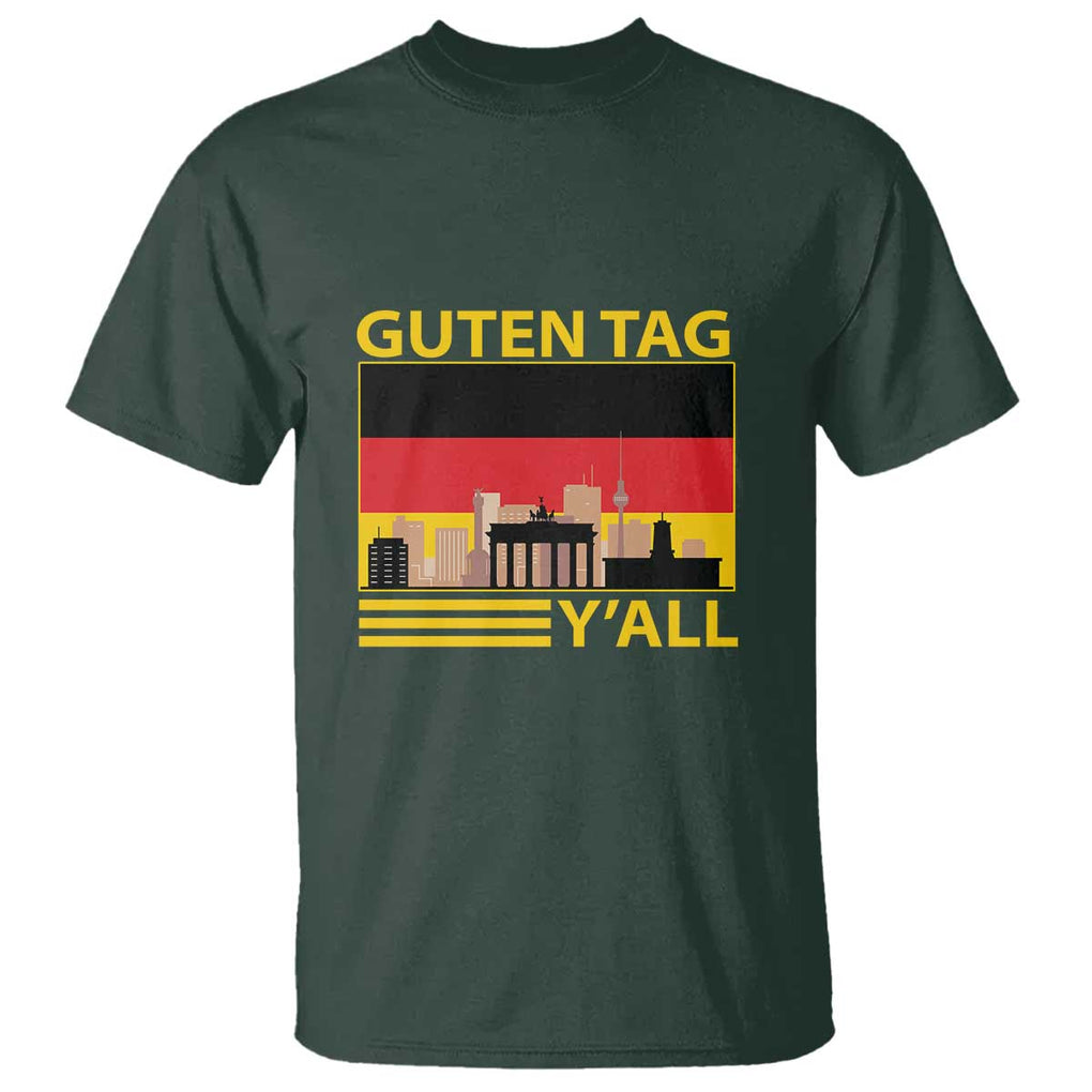 Germany T Shirt Guten Tag Y'all German Flag TS09 Dark Forest Green Print Your Wear
