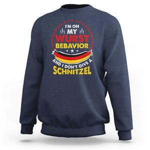 Oktoberfest Sweatshirt On My Wurst Behavior I Dont Give A Schnitzel German Beer TS09 Navy Print Your Wear