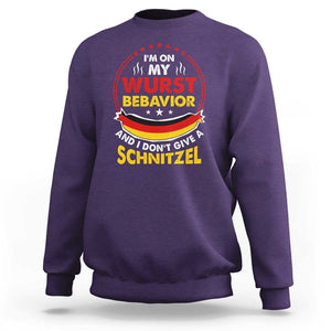 Oktoberfest Sweatshirt On My Wurst Behavior I Dont Give A Schnitzel German Beer TS09 Purple Print Your Wear