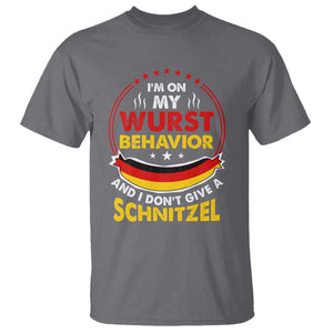 Oktoberfest T Shirt On My Wurst Behavior I Dont Give A Schnitzel German Beer TS09 Charcoal Print Your Wear