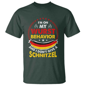 Oktoberfest T Shirt On My Wurst Behavior I Dont Give A Schnitzel German Beer TS09 Dark Forest Green Print Your Wear