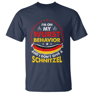 Oktoberfest T Shirt On My Wurst Behavior I Dont Give A Schnitzel German Beer TS09 Navy Print Your Wear