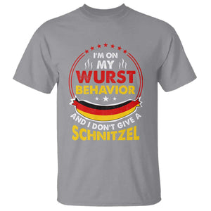 Oktoberfest T Shirt On My Wurst Behavior I Dont Give A Schnitzel German Beer TS09 Sport Gray Print Your Wear