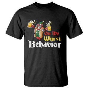 Oktoberfest T Shirt On My Wurst Behavior German Beer Sausage TS09 Black Print Your Wear