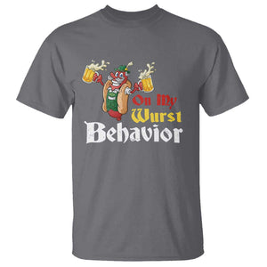 Oktoberfest T Shirt On My Wurst Behavior German Beer Sausage TS09 Charcoal Print Your Wear