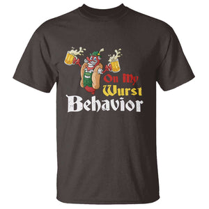 Oktoberfest T Shirt On My Wurst Behavior German Beer Sausage TS09 Dark Chocolate Print Your Wear