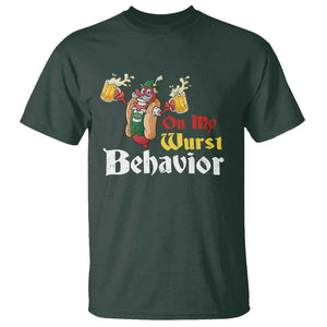 Oktoberfest T Shirt On My Wurst Behavior German Beer Sausage TS09 Dark Forest Green Print Your Wear