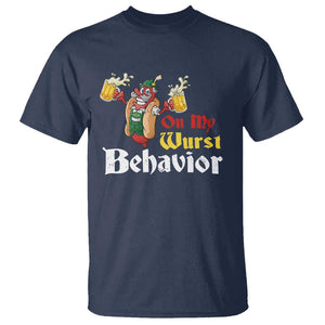 Oktoberfest T Shirt On My Wurst Behavior German Beer Sausage TS09 Navy Print Your Wear