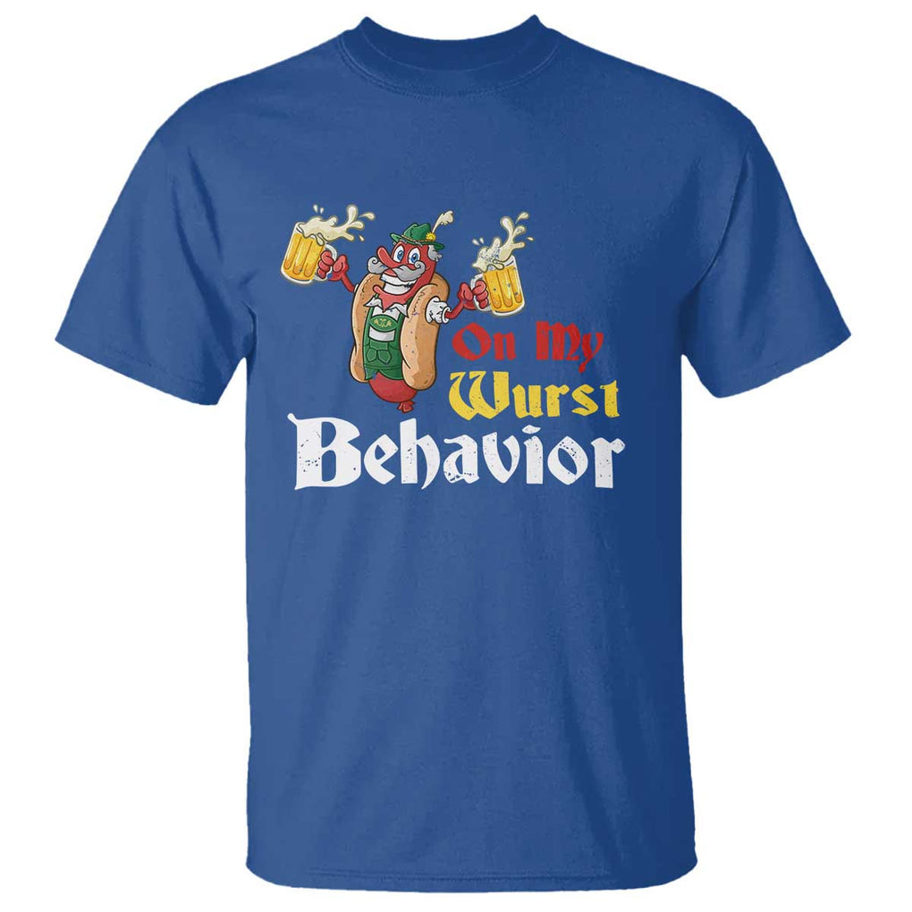Oktoberfest T Shirt On My Wurst Behavior German Beer Sausage TS09 Royal Blue Print Your Wear