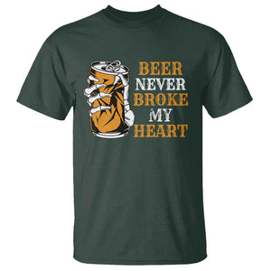 Funny Beer Lover T Shirt Beer Never Broke My Heart TS09 Dark Forest Green Print Your Wear