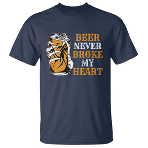 Funny Beer Lover T Shirt Beer Never Broke My Heart TS09 Navy Print Your Wear