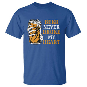 Funny Beer Lover T Shirt Beer Never Broke My Heart TS09 Royal Blue Print Your Wear