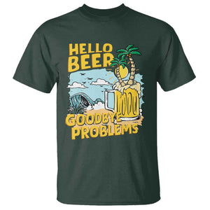 Funny Beer Lover T Shirt Hello Beer Goodbye Problems Beach Holiday TS09 Dark Forest Green Print Your Wear