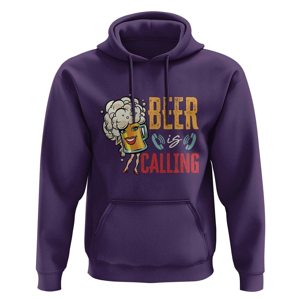 Funny Beer Is Calling Hoodie TS09 Purple Print Your Wear