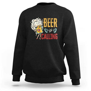 Funny Beer Is Calling Sweatshirt TS09 Black Print Your Wear