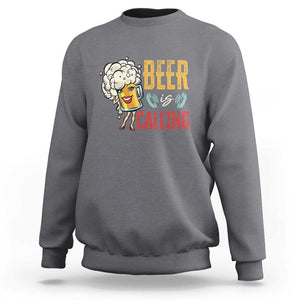 Funny Beer Is Calling Sweatshirt TS09 Charcoal Print Your Wear