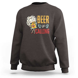 Funny Beer Is Calling Sweatshirt TS09 Dark Chocolate Print Your Wear