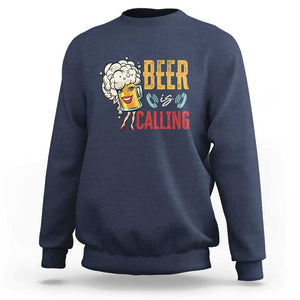 Funny Beer Is Calling Sweatshirt TS09 Navy Print Your Wear