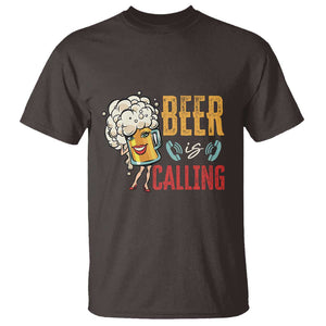 Funny Beer Is Calling T Shirt TS09 Dark Chocolate Print Your Wear