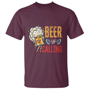 Funny Beer Is Calling T Shirt TS09 Maroon Print Your Wear