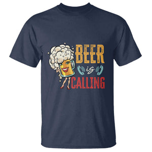 Funny Beer Is Calling T Shirt TS09 Navy Print Your Wear