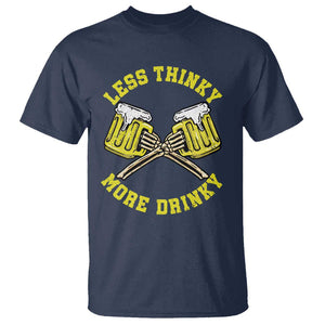 Funny Beer Lover T Shirt Less Thinky More Drinky Skeleton TS09 Navy Print Your Wear