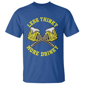 Funny Beer Lover T Shirt Less Thinky More Drinky Skeleton TS09 Royal Blue Print Your Wear