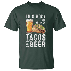 Funny Beer Lover T Shirt This Body Was Built On Tacos and Beer TS09 Dark Forest Green Print Your Wear