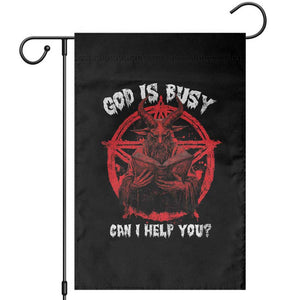 Satan Garden Flag God Is Busy Can I Help You Baphomet Satanic Goat TS09 Black Print Your Wear
