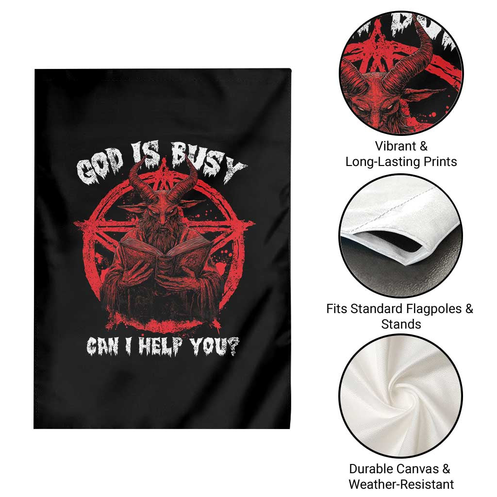 Satan Garden Flag God Is Busy Can I Help You Baphomet Satanic Goat TS09 Print Your Wear