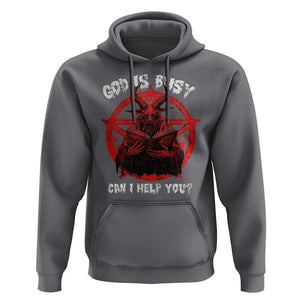 Satan Hoodie God Is Busy Can I Help You Baphomet Satanic Goat TS09 Charcoal Print Your Wear