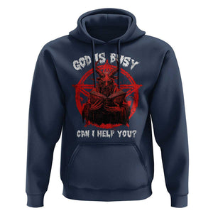 Satan Hoodie God Is Busy Can I Help You Baphomet Satanic Goat TS09 Navy Print Your Wear