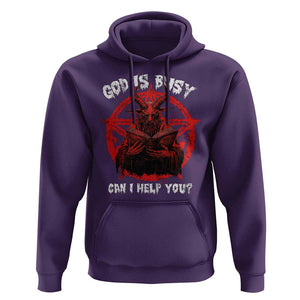 Satan Hoodie God Is Busy Can I Help You Baphomet Satanic Goat TS09 Purple Print Your Wear