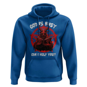 Satan Hoodie God Is Busy Can I Help You Baphomet Satanic Goat TS09 Royal Blue Print Your Wear