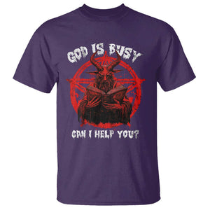 Satan T Shirt God Is Busy Can I Help You Baphomet Satanic Goat TS09 Purple Print Your Wear