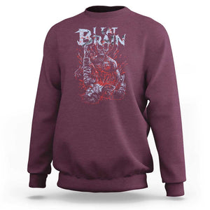 Horror Halloween Sweatshirt Braineater Eat Brain Scary Satan Demon TS09 Maroon Print Your Wear